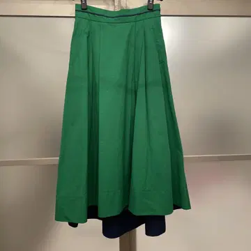 그린 플레어 스커트 코튼