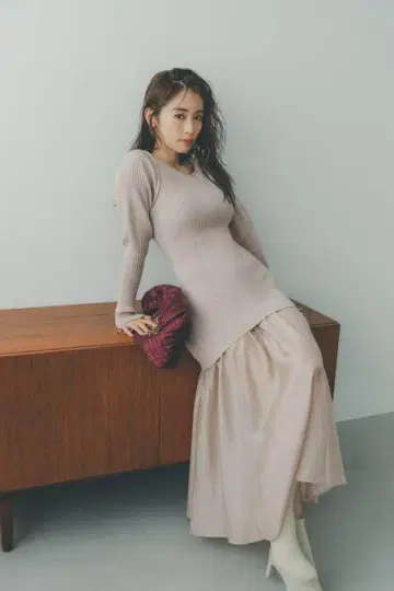 snidel 오간자 스커트 도킹 니트 원피스