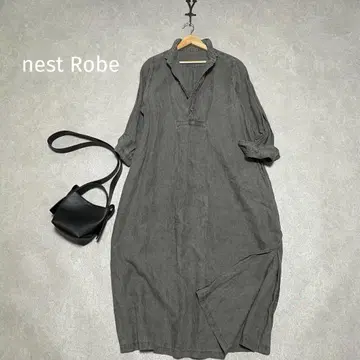[새상품급] 네스트로브 nest Robe 먹염색 린넨 셔츠 원피스 F