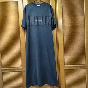 컨버스 도쿄 블랙 소매 부분 시어 롱 원피스 로고 문자