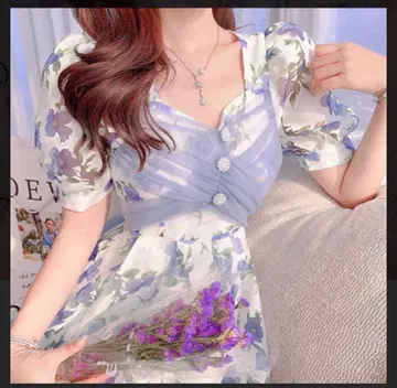 꽃무늬 반팔 원피스 bouquetde Mariee