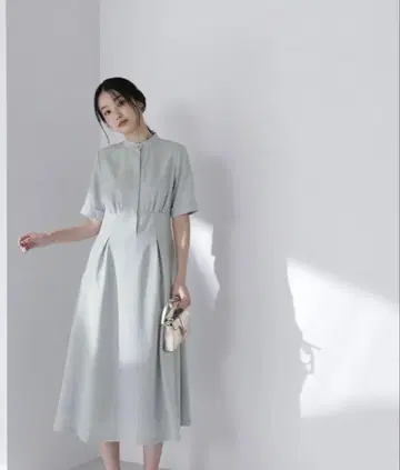 내추럴 뷰티 베이직 밴드 카라 셔츠 원피스