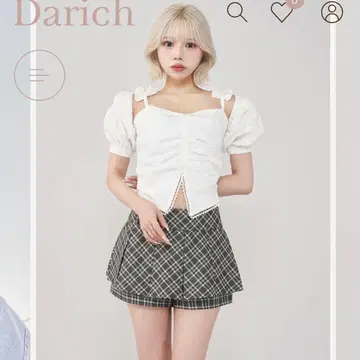 Darichi 퍼프 숄 볼레로 앙상블 화이트