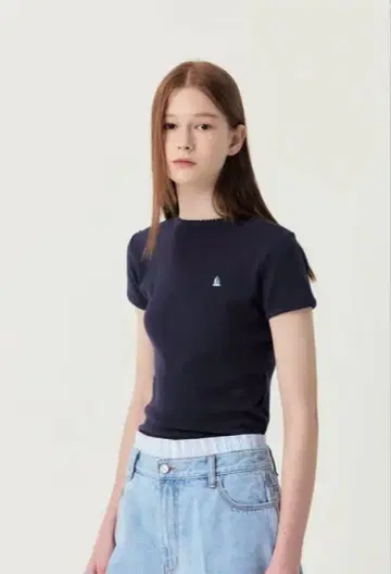GROVE 네이비 반팔 티셔츠