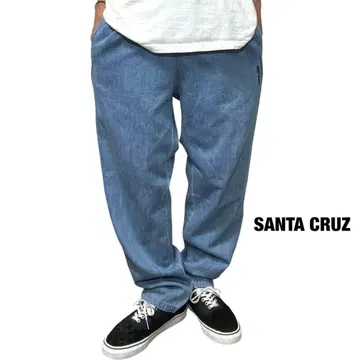 SANTA CRUZ 데님 이지 팬츠 스케이터 배기 셰프 와이드