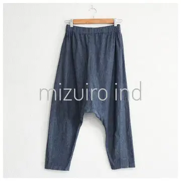 mizuiro ind 코튼 린넨 이지 사루엘 팬츠 네이비 2