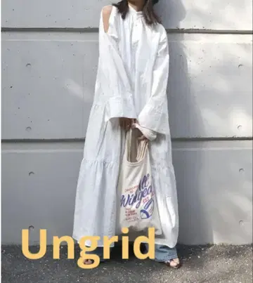 Ungrid 숄더 슬릿 스탠드 카라 셔츠 원피스