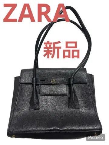 ZARA 인조 가죽 숄더백 비즈니스 백 블랙 금장 장식 블랙