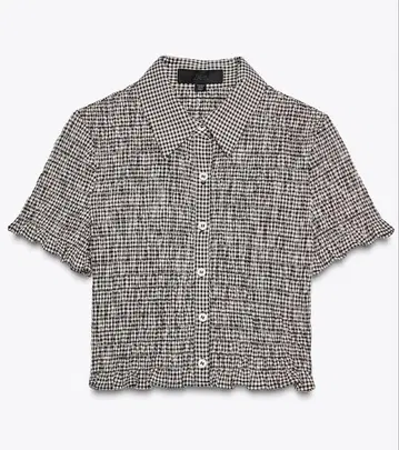 ZARA 크롭 깅엄 체크 셔츠
