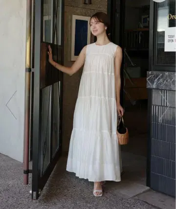 anuans 텐셀 리치 오간자 티어드 원피스