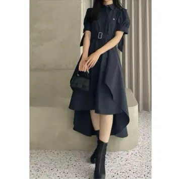 dazzlin polo 네이비 벨트 셔츠 원피스
