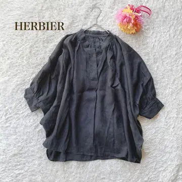 HERBIER [ F ] 다크 그레이 5부 소매 상의 스키퍼 캐주얼