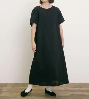사만사 모스모스 면 린넨 원피스 Samansa Mos2 블랙 반팔