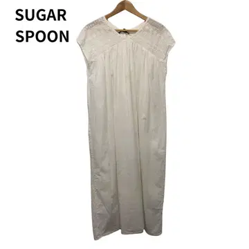 SUGAR SPOON 화이트 슬리브리스 롱 원피스 레이스