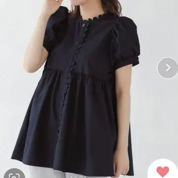 fitmore 핏모어 스캘럽 페플럼 블라우스 네이비