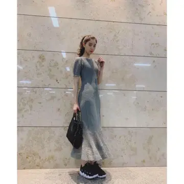 SNIDEL 크로셰 니트 머메이드 원피스