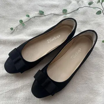 elegance 히메코 블랙 리본 발레 슈즈 22.5cm 플랫 슈즈