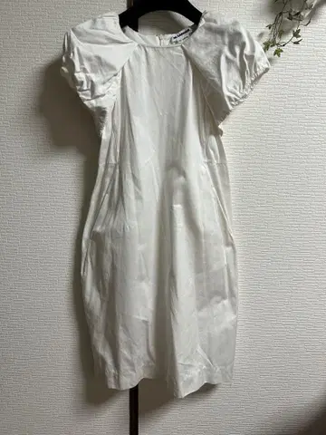 JIL SANDER 화이트 무릎 기장 반팔 원피스
