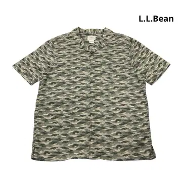 L.L.Bean 오픈 카라 반팔 셔츠 가슴 포켓 카모플라쥬 M