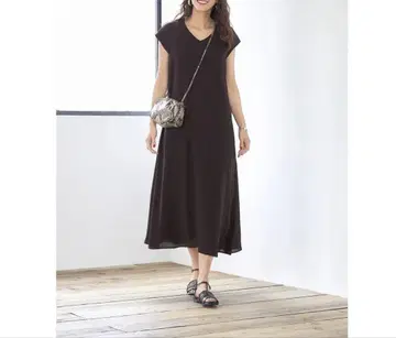 스타일 델리 양류 사라사라 떨어지는 느낌 원피스 02 초콜릿