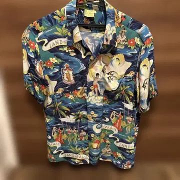 SUN SURF 알로하 셔츠 LAND OF ALOHA 블루 사이즈 S