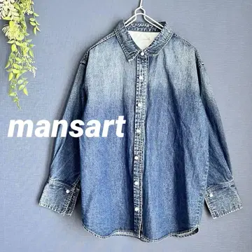 [ manasart ] 데님 긴팔 셔츠 펄 버튼 코튼 100% 인디고
