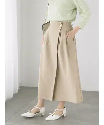 테치치 린넨 버튼 스카초