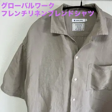 GLOBAL WORK 프렌치 린넨 블렌드 반팔 M 사이즈 글로벌 워크