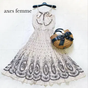 새상품급 axes femme 엑시즈팜 빅 리본 캐미 롱 원피스