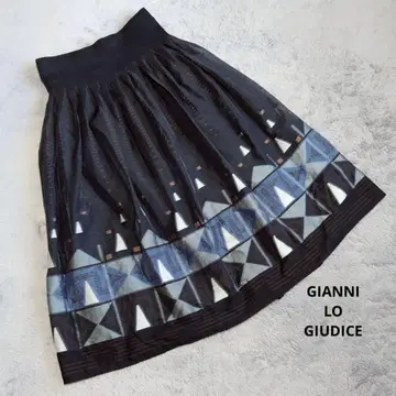 GIANNI LO GIUDICE 기하학 패턴 플레어 스커트 블랙 40