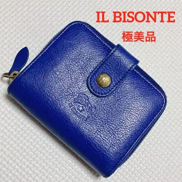 컨디션 최상 IL BISONTE 일비종떼 가죽 접이식 지갑 로얄 블루
