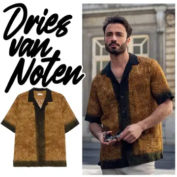 [ 정가 8.4만 ] DriesVanNoten 칼튼 셔츠 반팔 브라운