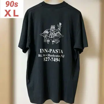 90년대 싱글 스티치 페이드 블랙 스미 블랙 백 프린트