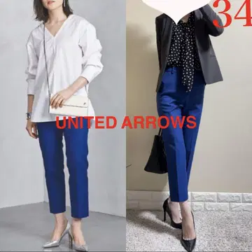 유나이티드 애로우즈 센터 프레스 크롭 팬츠 블루 34 XS~S