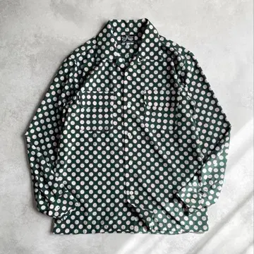 Dress hippy 오픈 카라 셔츠 도트 레이온 L 그린