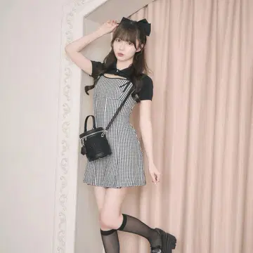 michell 마카롱 숏 볼레로 앙상블 깅엄 원피스