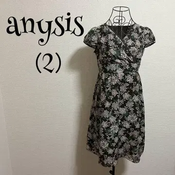 anysis/에니시스(2) 원피스/꽃무늬/블랙/옷깃 레이스/반팔