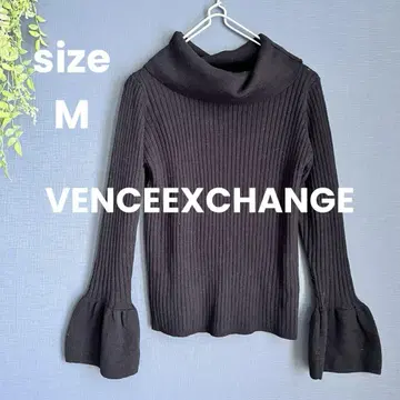 VENCEEXCHANGE [ M ] 리브 하이넥 스웨터 벨 슬리브 블랙