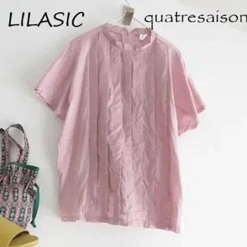 캐틀세종 LILASIC 면과 린넨 도킹 돌먼 셔츠 핑크