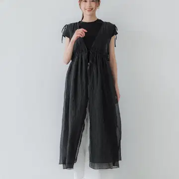 coca 슬리브리스 시스루 롱 원피스