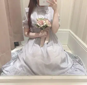 프릴 리본 시어 롱 OP