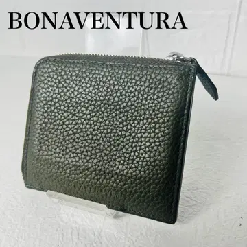 BONAVENTURA L 시 지퍼 컴팩트 지갑 가죽 그린