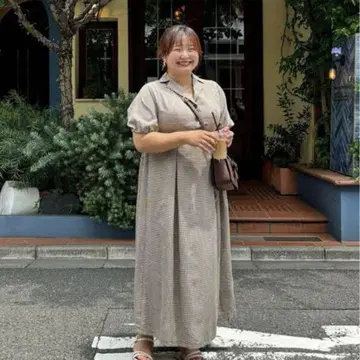 앤디 콜 체크 무늬 카라 부착 셔츠 원피스 유키 기획