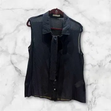 Theory luxe 슬리브리스 시스루 보우타이 블라우스 [새상품급]