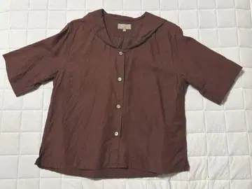 마가렛호웰 린넨 반팔 세일러 카라 셔츠 보르도 사이즈 II