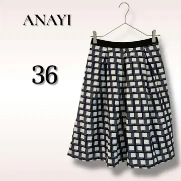 ANAYI 아나이 체크 무늬 무릎 기장 스커트 36 일본제