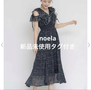 택 포함 미사용 새상품 noela 노에라 프릴 바이컬러 원피스 네이비