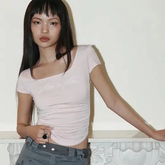 ★PLEASENOFOLLOW★ Romy Logo Short Top Romy Logo Short Top (White) - 플리즈노팔로우