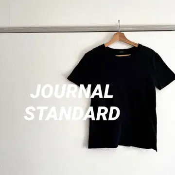JOURNAL STANDARD 블랙 반팔 티셔츠 리브 디자인 심플