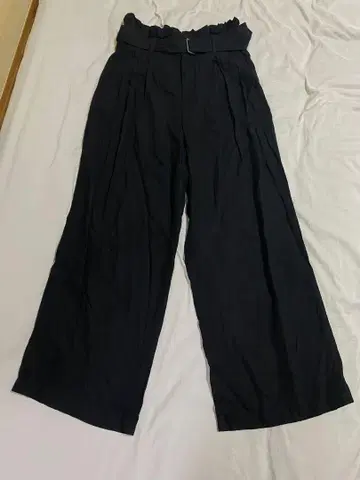 블랙 벨트 와이드 팬츠
